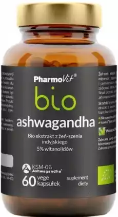 ASHWAGANDHA EKSTRAKT BIO 60 KAPSUŁEK 33 g PHARMOVIT Artykuły Spożywcze Produkty dietetyczne Suplementy