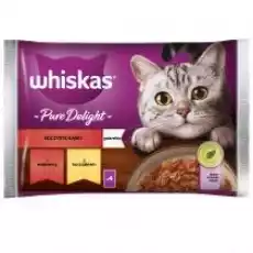 Whiskas Soczyste Kąski mokra karma dla dorosłego kota w galaretce kawałki z wołowiną kurczakiem 4 x 85 g Dom i ogród Artykuły zoologiczne Koty