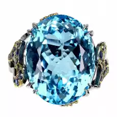 Pierścionek srebrny Swiss Blue Topaz 2415ct 16 Biżuteria i zegarki Wyroby jubilerskie Pierścionki