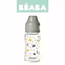 Beaba Butelka szklana szerokootworowa 240 ml Yellow Grey Crown not mapped