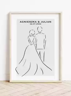 Prezent ślubny JUST MARRIED personalizowana grafika ślubna 10x15cm Dom i ogród Wyposażenie wnętrz Dekoracja Obrazy i plakaty