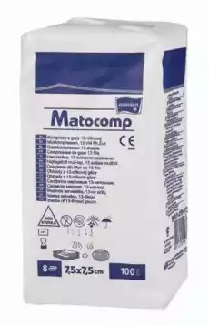 Matocomp Kompresy niejałowe 75 x 75cm 8w x 100 sztuk Zdrowie i uroda Zdrowie Apteczki i materiały opatrunkowe