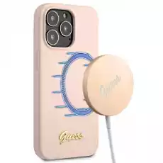 Guess GUHMP13XLSLMGLP iPhone 13 Pro Max 67 jasnoróżowylight pink hardcase Silicone Script Gold Logo Magsafe Telefony i akcesoria Akcesoria telefoniczne Etui