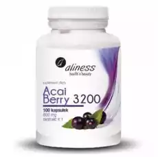 ALINESS ACAI BERRY 3200 JAGODY ACAI Z ACEROLĄ I CHROMEM 100 KAPSUŁEK Zdrowie i uroda Zdrowie Witaminy minerały suplementy diety