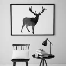 Scandi deer plakat w stylu skandynawskim wymiary 18cm x 24cm ramka czarna Dom i ogród