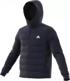 Kurtka z kapturem męska adidas ESSENIALS HYBRID DOWN granatowa IK3224 Odzież obuwie dodatki Odzież wierzchnia Kurtki i okrycia zimowe