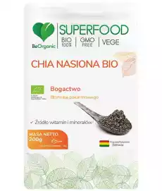 BEORGANIC CHIA NASIONA BIO 200G Zdrowie i uroda Zdrowie Witaminy minerały suplementy diety