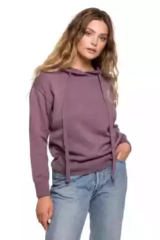 Sweter z Kapturem w Formie Bluzy Wrzosowy Odzież obuwie dodatki Odzież damska Bluzki i bluzeczki damskie