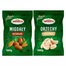 Zestaw Orzechy Nerkowca Połówki 1 kg Targroch Migdały Naturalne Ciemne 1 kg Targroch Artykuły Spożywcze