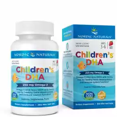 Nordic Naturals Children039s DHA 250mg 360 miękkich kapsułek o smaku truskawkowym Sport i rekreacja Odżywki i suplementy