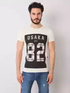 Tshirt męski jasny beżowy dekolt okrągły Odzież obuwie dodatki Odzież męska Tshirty