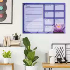 Tablica suchościeralna plan tygodnia niebieska kwiat lotosu 351 Biuro i firma Akcesoria biurowe Tablice i flipcharty