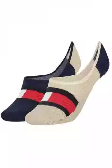 SKARPETY TOMMY HILFIGER 394001001 BEŻOWOGRANATOWE Odzież obuwie dodatki Bielizna damska Skarpetki i podkolanówki