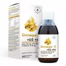 Aura Herbals Omega3 370 DHA D3 2000IU K2MK7 w płynie 200 ml Sport i rekreacja Odżywki i suplementy