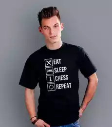 Eat Sleep Chess Koszulka premium męska Odzież obuwie dodatki Odzież męska Koszulki męskie