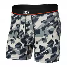 Bokserki męskie elastyczne SAXX NONSTOP STRETCH Boxer Brief z rozporkiem popowy kamuflaż szare Odzież obuwie dodatki Bielizna męska