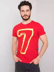 Tshirt męski czerwony dekolt okrągły Odzież obuwie dodatki Odzież męska Tshirty