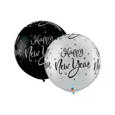 Balony lateksowe Happy New Year srebrny czarny Gadżety Balony