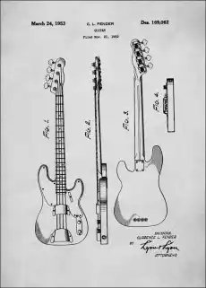 Fender Bialy 1952 plakat Wymiar do wyboru 20x30 cm Dom i ogród Wyposażenie wnętrz Dekoracja Obrazy i plakaty