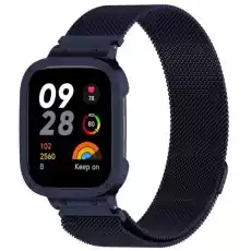 Etui z paskiem Bizon Strap Case Watch Chain do Xiaomi Redmi Watch 3 granatowe Telefony i akcesoria Akcesoria telefoniczne Pokrowce i kabury do telefonów