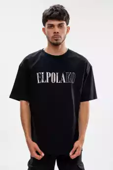 TShirt Z Nadrukiem Oversize Męski Czarny El Polako Vintage Odzież obuwie dodatki Odzież męska Koszulki męskie