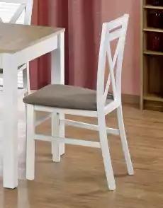 Drewniane krzesło z tapicerowanym siedziskiem Dariusz biały Dom i ogród Meble Kuchnia i jadalnia Krzesła i taborety