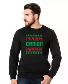 Christmas Gamer Bluza bez kaptura męska Odzież obuwie dodatki Odzież męska Bluzy męskie