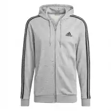 Bluza z kapturem męska adidas ESSENTIALS FRENCH TERRY 3STRIPES szara GK9034 Odzież obuwie dodatki Bluzy i swetry