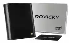 Klasyczny portfel męski ze skóry naturalnej z miejscem na dowód rejestracyjny RFID Rovicky Odzież obuwie dodatki Galanteria i dodatki Portfele