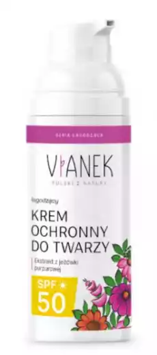 Vianek Łagodzący krem ochronny do twarzy SPF 50 50ml Zdrowie i uroda Kosmetyki i akcesoria Pielęgnacja ciała