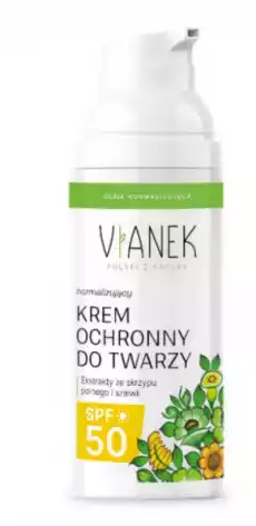 Vianek Normalizujący krem ochronny do twarzy SPF 50 50ml Zdrowie i uroda Kosmetyki i akcesoria Pielęgnacja ciała