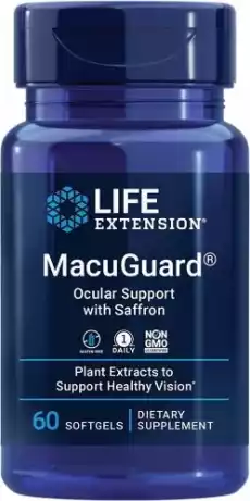 MacuGuard Ocular Support with Saffron 60 kaps Life Extension Zdrowie i uroda Zdrowie Witaminy minerały suplementy diety