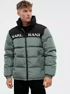 Kurtka Zimowa Pikowana Męska Zielona Karl Kani Retro Essential Puffer Odzież obuwie dodatki Odzież męska Okrycia wierzchnie męskie Kurtki męskie