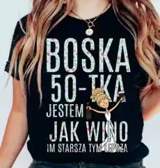 czarna koszulka na 50 urodziny boska 50 dla blondynki Odzież obuwie dodatki Odzież damska Tshirty i koszulki damskie