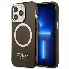 Guess GUHMP13XHTCMK iPhone 13 Pro Max 67 czarnyblack hard case Gold Outline Translucent MagSafe Telefony i akcesoria Akcesoria telefoniczne Etui