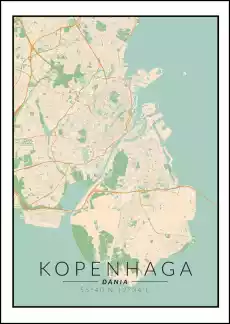 Kopenhaga mapa kolorowa plakat Wymiar do wyboru 20x30 cm Dom i ogród Wyposażenie wnętrz Dekoracja Obrazy i plakaty