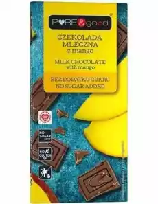 Czekolada mleczna z mango bez dodatku cukru 75g PURE GOOD Artykuły Spożywcze