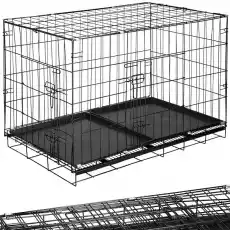 Klatka kennelowa dla zwierząt metalowy kojec dla psa kota 100 x 70 x 60 cm L czarny Dom i ogród Artykuły zoologiczne