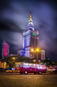 Warszawa Pałac Kultury z Ikarusem plakat premium Wymiar do wyboru 20x30 cm Dom i ogród Wyposażenie wnętrz Dekoracja Obrazy i plakaty