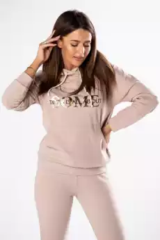 Bluza bawełniana z kapturem Gold Letters M80420 Beige Sport i rekreacja Siłownia i fitness Joga i pilates