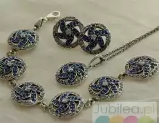 Srebrny komplet szafiry i cyrkonie VELASCO Biżuteria i zegarki Wyroby jubilerskie Łańcuszki
