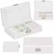 Szkatułka na biżuterię 21x11x6 cm perłowy zamszowy organizer z przegródkami Dom i ogród Przechowywanie