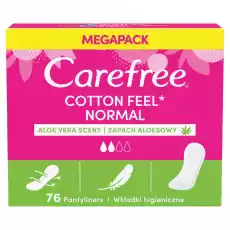 Carefree Cotton Feel Normal wkładki higieniczne Aloe 76 sztuk Zdrowie i uroda Kosmetyki i akcesoria Pielęgnacja ciała Higiena intymna Środki higieniczne