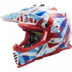 KASK LS2 MX437 FAST EVO FUNKY RED WHITE Sport i rekreacja Sporty motorowe Kaski do sportów motorowych