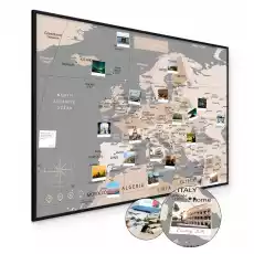 Pastelowa mapa Europy na ścianę do oznaczania podróży 60x85cm Rama aluminiowa czarna Dom i ogród Wyposażenie wnętrz Dekoracja Obrazy i plakaty