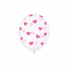 Balony gumowe przeźroczyste różowe serca 30cm 6szt Gadżety Balony