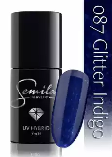 Semilac lakier hybrydowy 087 Glitter Indigo 7ml Zdrowie i uroda Kosmetyki i akcesoria Manicure i pedicure Lakiery do paznokci