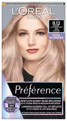 LOreal Paris Préférence Trwała Farba do Włosów 812 Alaska Jasny Popielaty Beżowy Blond Zdrowie i uroda Kosmetyki i akcesoria Pielęgnacja i stylizacja włosów Farby i szampony koloryzujące