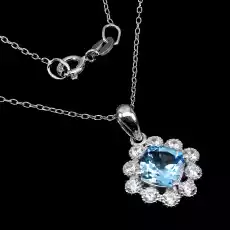 Naszyjnik srebrny 925 Swiss Blue topaz cyrkonie 3 Biżuteria i zegarki Wyroby jubilerskie Naszyjniki