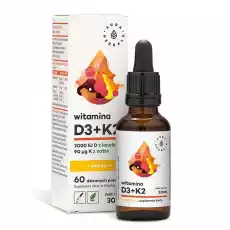 Aura Herbals Witamina D3 2000 IU K2 Omega3 krople 30 ml Sport i rekreacja Odżywki i suplementy Witaminy i minerały